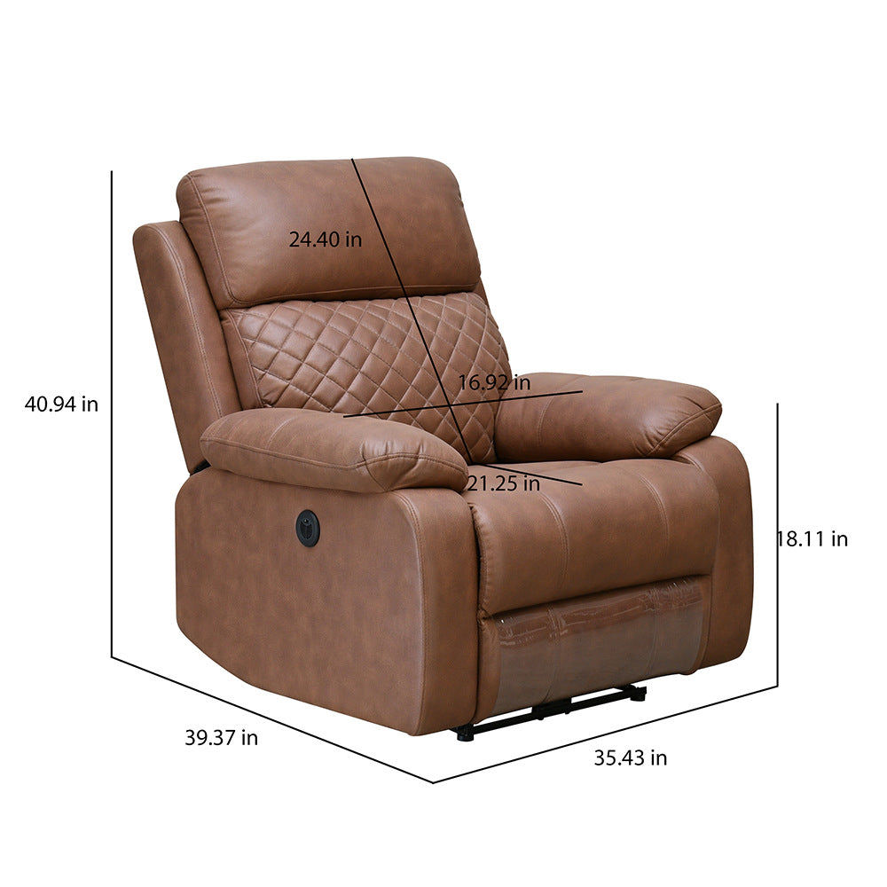 Nashville 1 Seater Electric Sofa Recliner- Brown Alt View 11