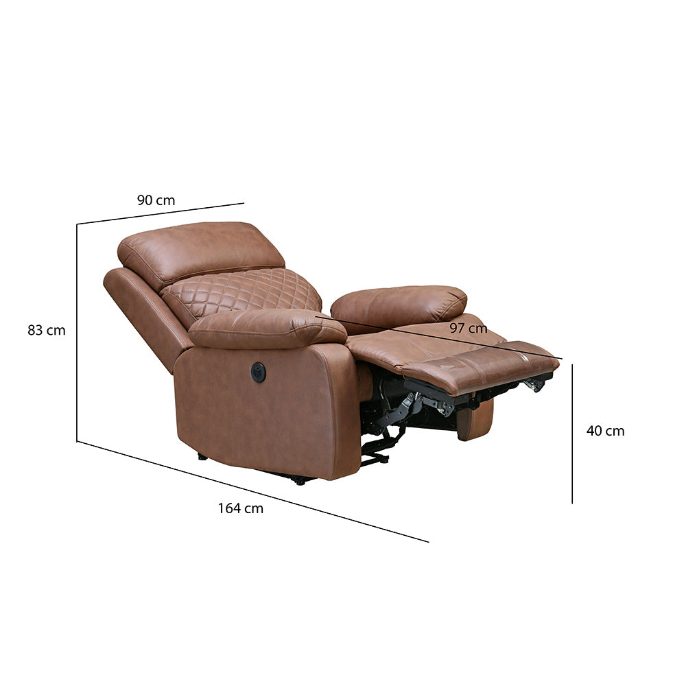Nashville 1 Seater Electric Sofa Recliner- Brown Alt View 12