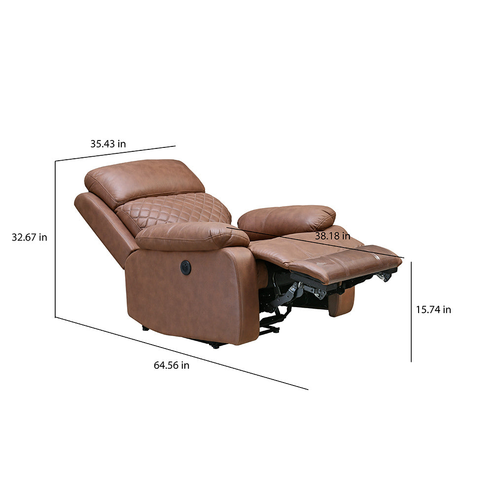 Nashville 1 Seater Electric Sofa Recliner- Brown Alt View 13