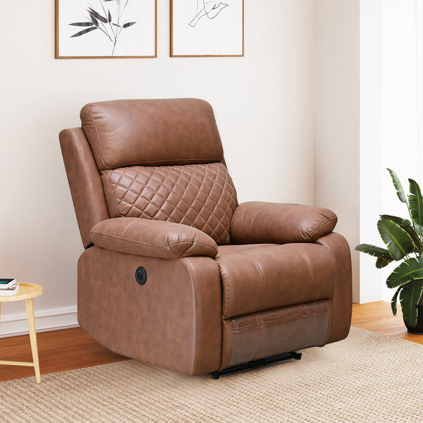 Nashville 1 Seater Electric Sofa Recliner- Brown Primary View