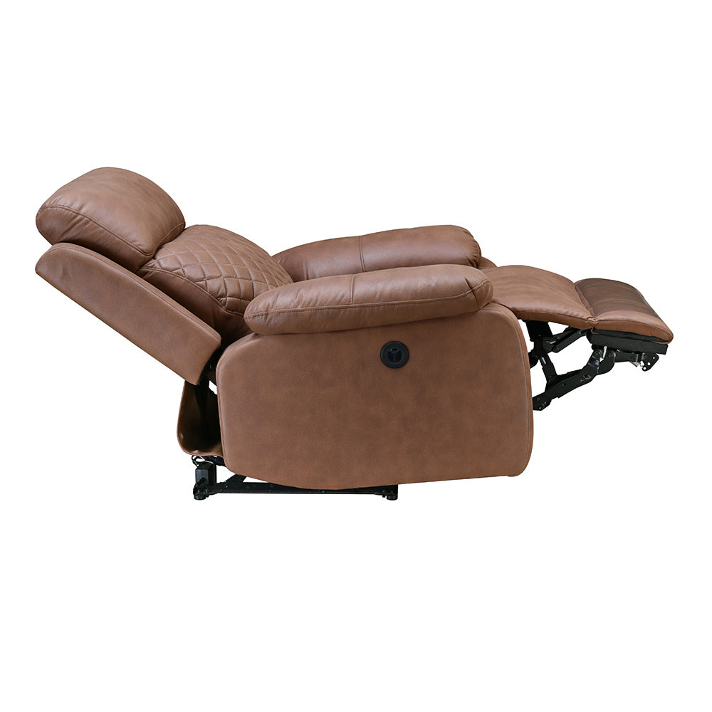 Nashville 1 Seater Electric Sofa Recliner- Brown Alt View 3