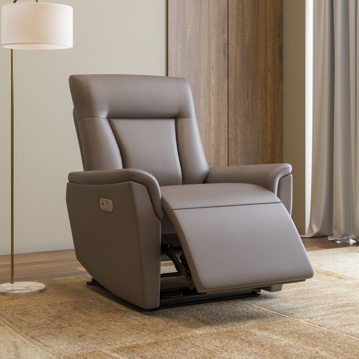 Credal 1 Seater Electric Rocker Recliner Sofa- Brown Primary View