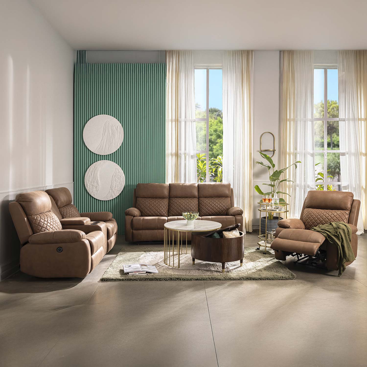 Nashville 1 Seater Electric Sofa Recliner- Brown Alt View 1
