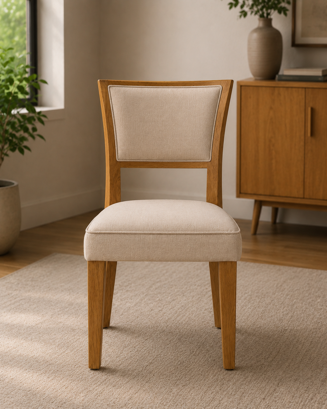 Piuma Brown Wood Frame Chair Straight Back | Custom Made Direct From Manufacturer