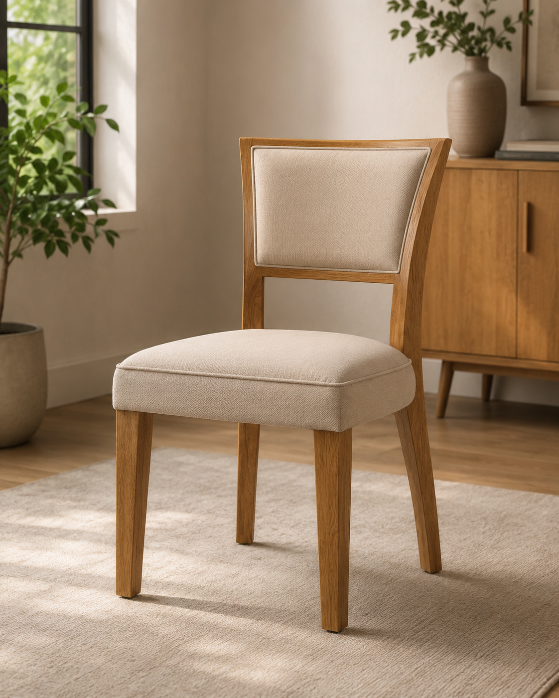Piuma Brown Wood Frame Chair Straight Back | Custom Made Direct From Manufacturer