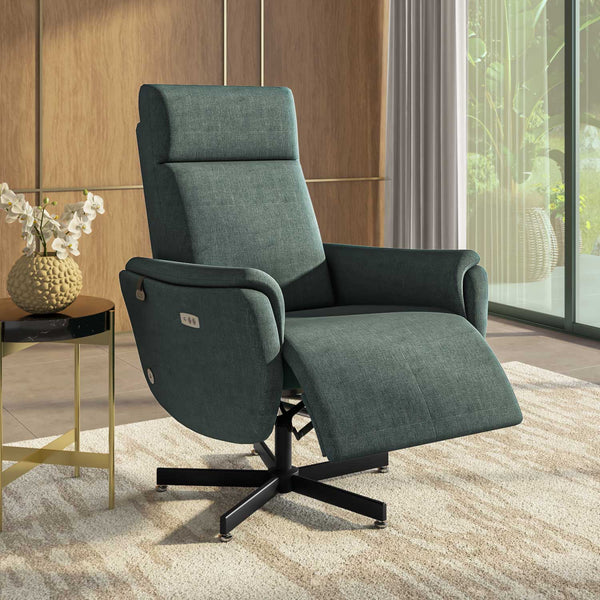 Regno 1 Seater 360-Degree Swivel Electric Recliner - Green Primary View