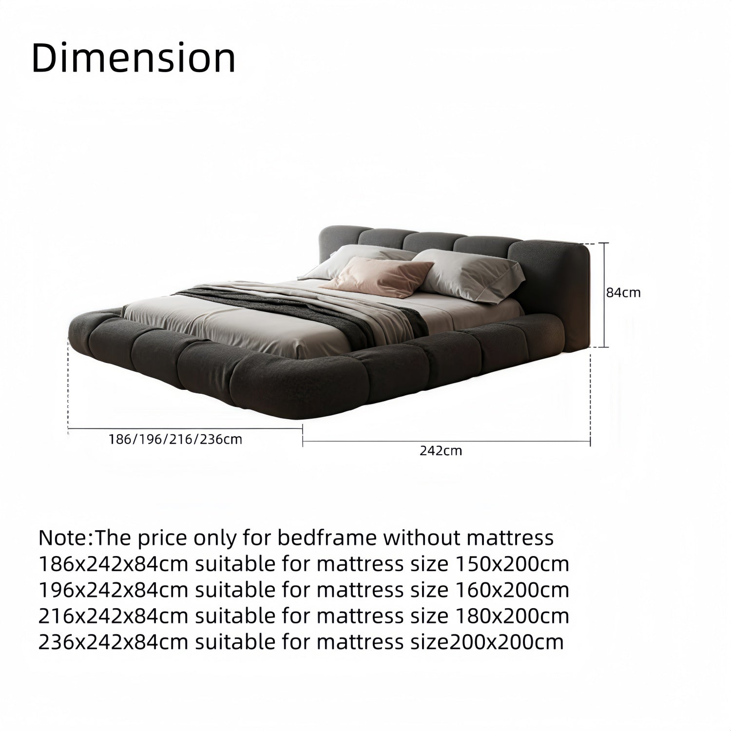 Sherpa Fleece Bed Frame for Bedroom