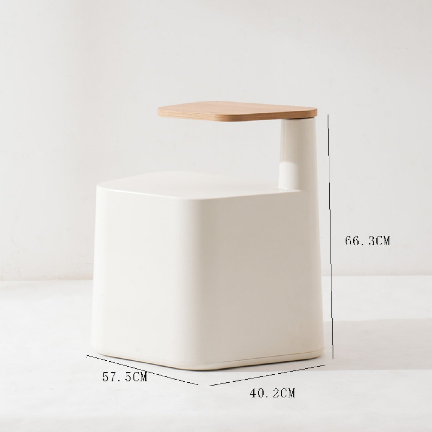 White Base Light Wood Trapezoid Top Side Table 66cm