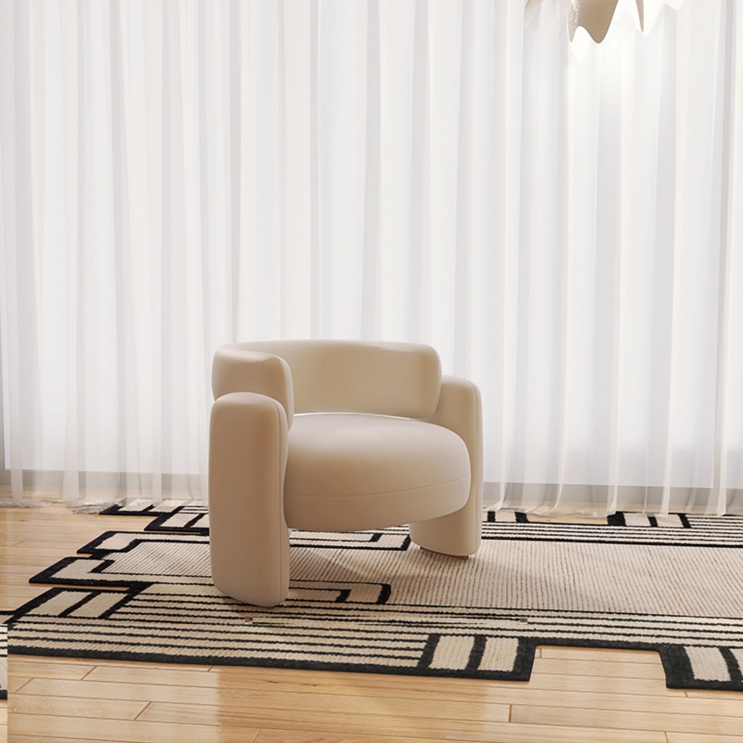 Wide Embrace Lounge Chair 85cm Cream Velvet Cozy for Bengaluru homes | Somuch Living