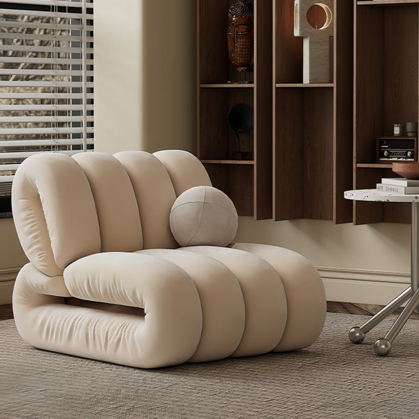 somuch living Beige Sherpa Fist Shape Lounge Chair Sculptural 95cm
