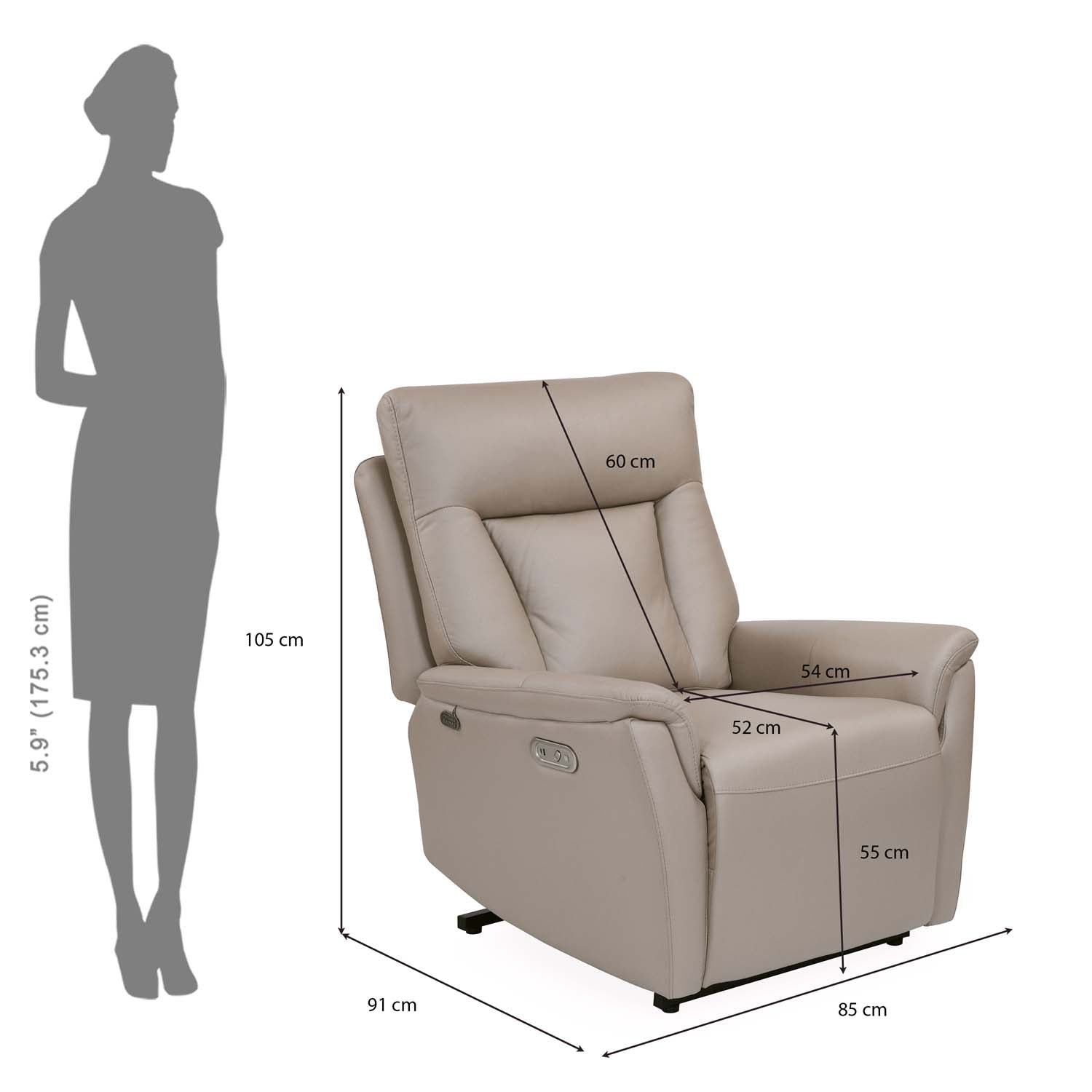 Credal 1 Seater Electric Rocker Recliner Sofa- Mocha Alt View 16