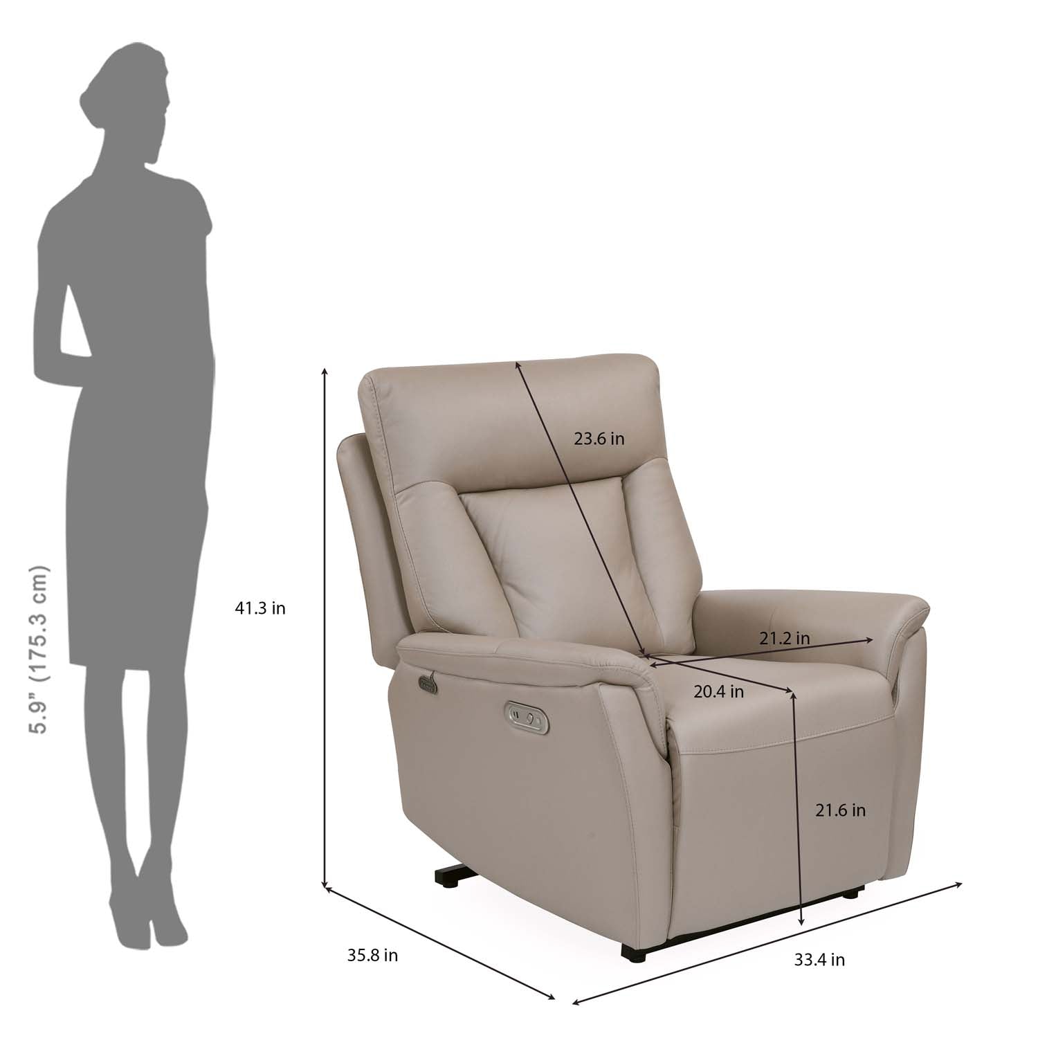 Credal 1 Seater Electric Rocker Recliner Sofa- Mocha Alt View 17