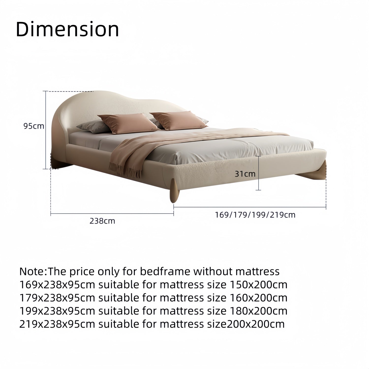Sherpa Lamb Wool Bed Frame for Bedroom